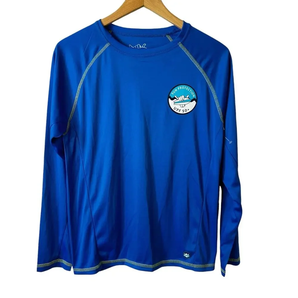 Beach Bros Mens UPF 50+ Long Sleeve Rash Guard Blue Small Swimwear Vacation New